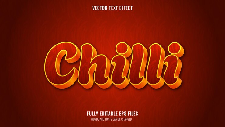 Vector efecto de texto chilli editable