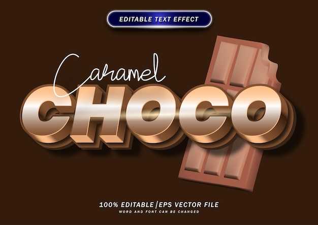 Efecto de texto de choco caramelo editable