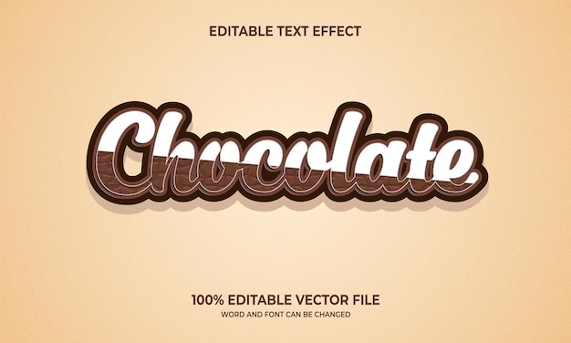 Vector efecto de texto de chocolate editable y estilo 3d.