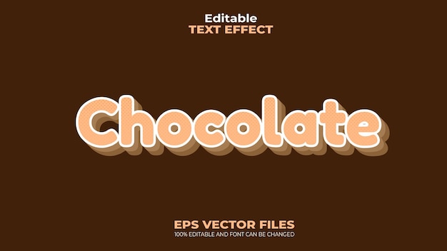 Efecto de texto Chocolate Editable Vector EPS Efecto de mensaje fresco