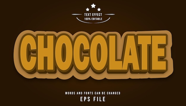 Vector efecto de texto de chocolate editable