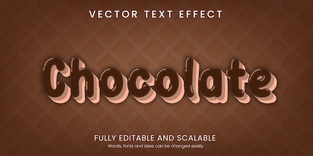 Efecto de texto de chocolate estilo 3D totalmente editable con fondo abstracto