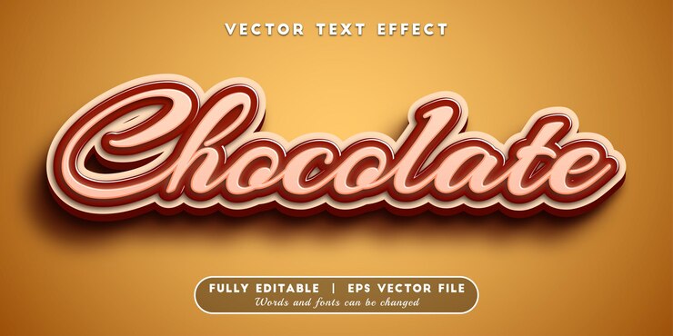 Vector efecto de texto de chocolate con estilo de texto editable