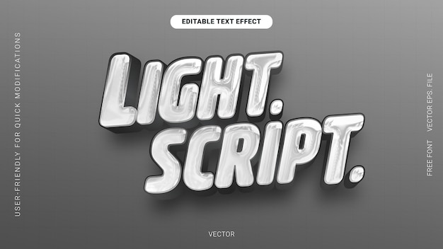 Efecto de texto de Chrome Light Script con EPS vectorial editable
