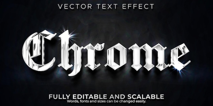 Vector efecto de texto de chrome