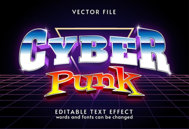 Vector efecto de texto ciberpunk