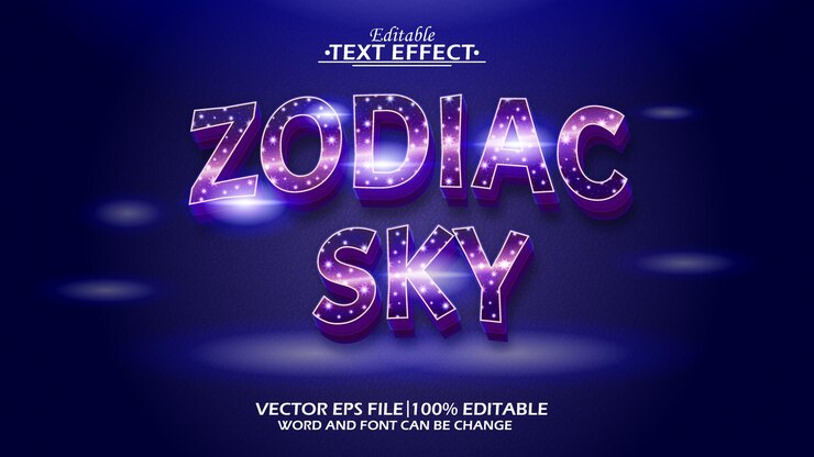 Vector efecto de texto cielo nocturno