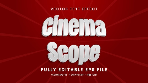 Efecto de texto Cinema Scope estilo de texto editable con tema de superhombre