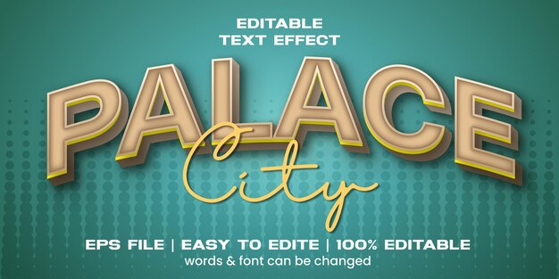 Efecto de texto de la ciudad del palacio editable