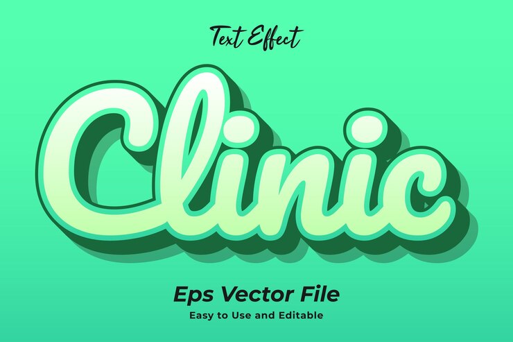 Vector efecto de texto clinic fácil de usar y editable vector premium