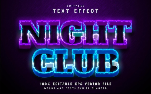 Efecto de texto de club nocturno estilo neón