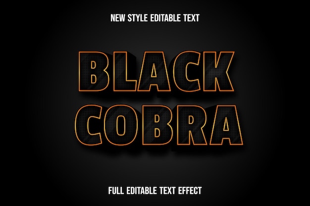 Vector efecto de texto cobra negra sobre degradado negro y dorado.