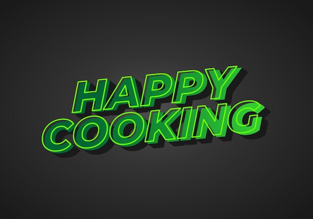 Efecto de texto de cocina feliz en aspecto 3D color llamativo para el ojo.