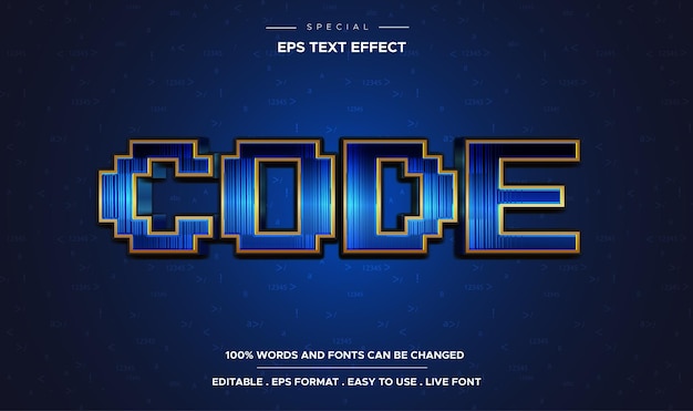 Efecto de texto de código, hacker editable y estilo de texto de seguridad