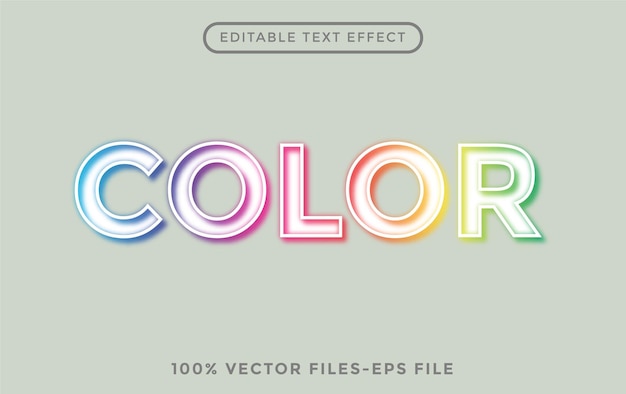 Efecto de texto de color arco iris 3d editable fácil de cambiar o editar vector premium