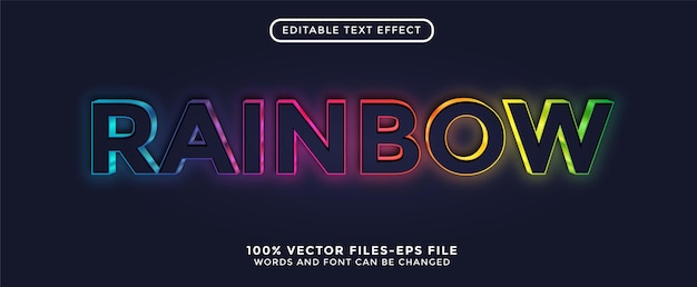 Efecto de texto de color arco iris 3d editable fácil de cambiar o editar vector premium