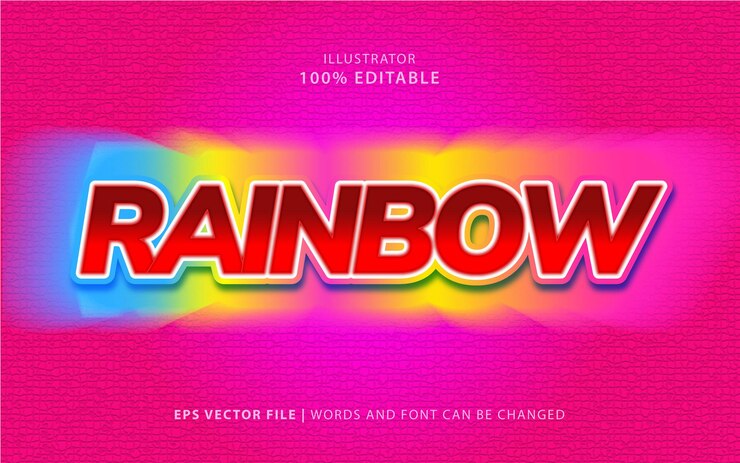 Vector efecto de texto de color arco iris vector libre editable