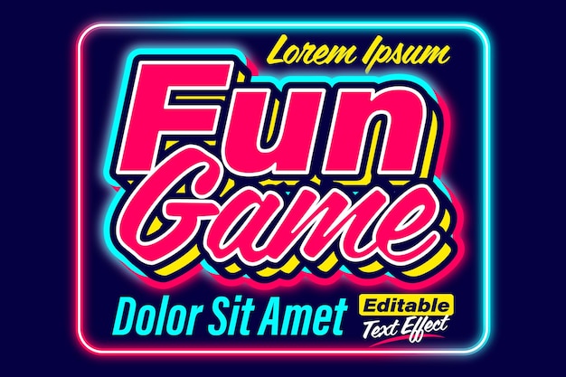 Vector efecto de texto de color neón divertido juego