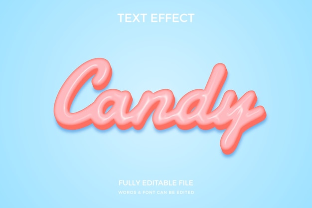 Efecto de texto de color pastel de caramelo dibujado a mano