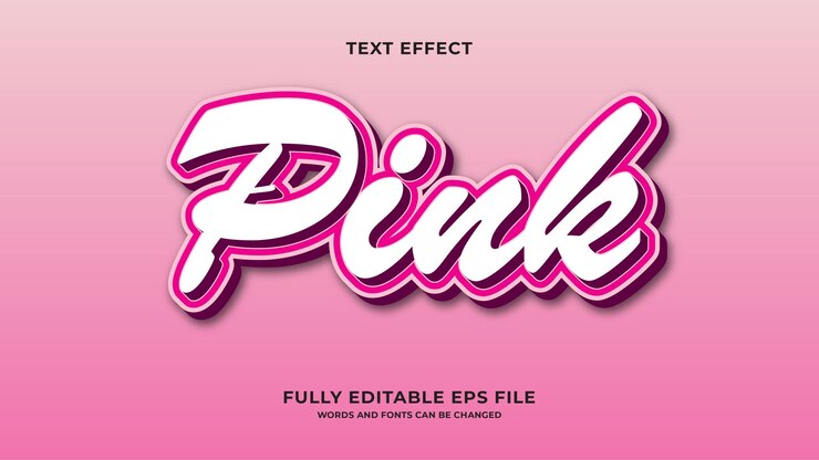 Vector efecto de texto de color de ping de estilo 3d editable