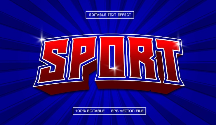 Vector efecto de texto de color rojo deportivo
