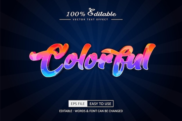 Efecto de texto colorido editable estilo de fuente arco iris de letras modernas