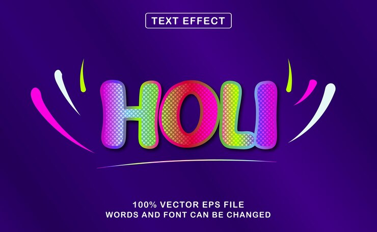 Vector efecto de texto colorido estilo holi