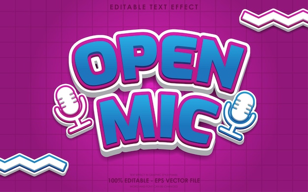 Efecto de texto de comedia de micrófono abierto editable