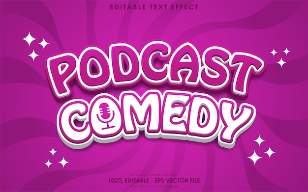 Efecto de texto de comedia de podcast editable