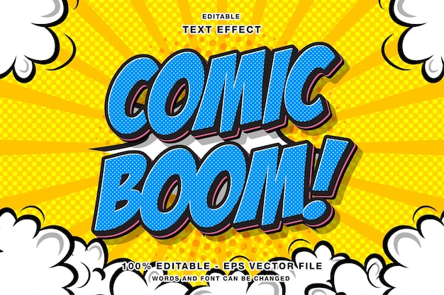 Vector efecto de texto comic boom