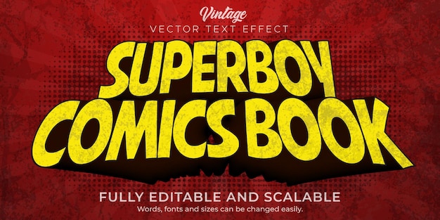 Efecto de texto de cómic, estilo de texto editable retro y vintage