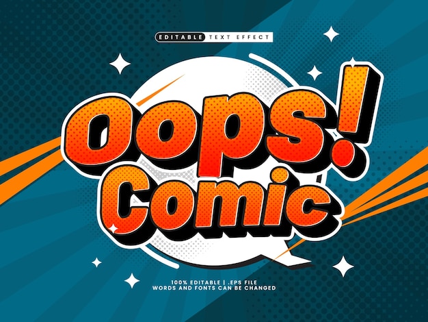 efecto de texto cómico editable con texto cómico oops