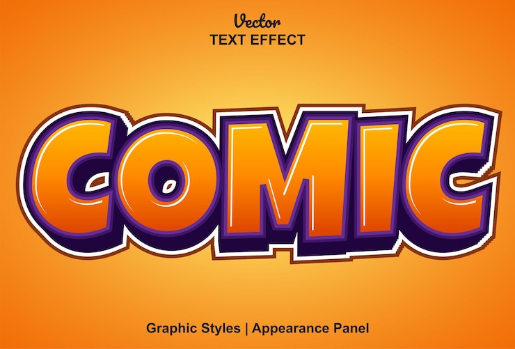 Vector efecto de texto cómico con estilo gráfico y editable.
