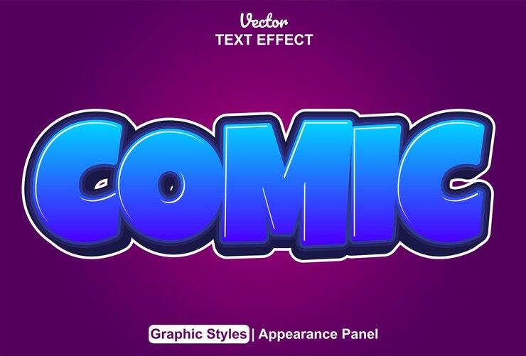 Vector efecto de texto cómico con estilo gráfico y editable.