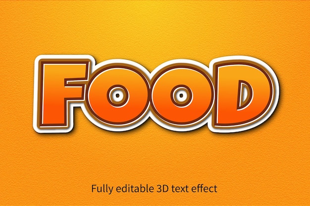 Efecto de texto de comida 3D completamente editable.