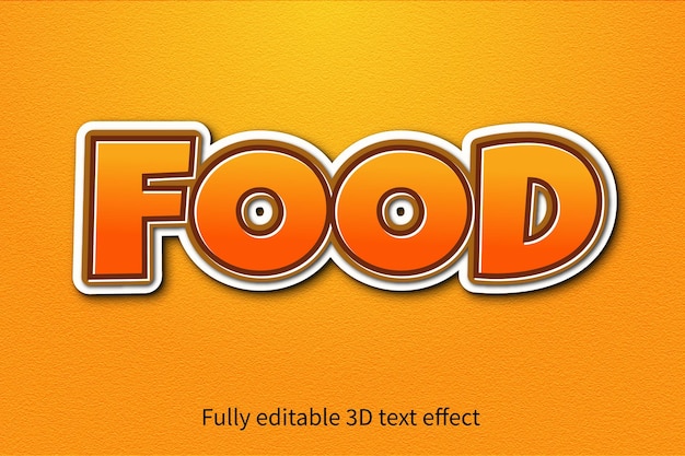 Efecto de texto de comida 3d completamente editable.