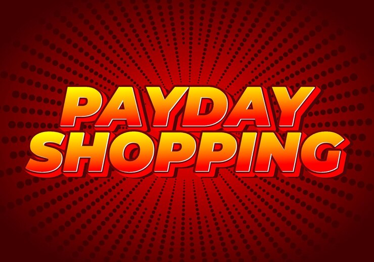 Vector efecto de texto de compras de día de pago en colores modernos con estilo 3d