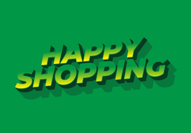 Efecto de texto de compras felices con estilo 3D y colores modernos