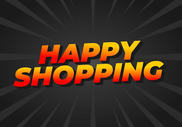 Efecto de texto de compras felices con estilo 3D y colores modernos