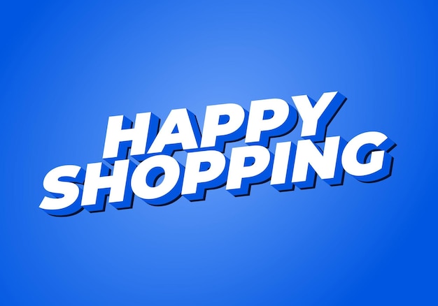 Efecto de texto de compras felices con estilo 3D y colores modernos