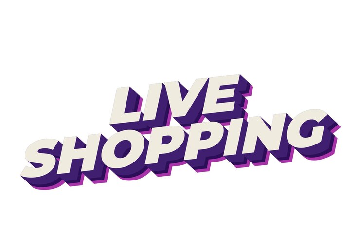 Vector efecto de texto de compras en vivo en estilo 3d con colores llamativos