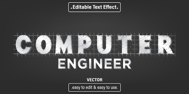 Efecto de texto de computadora, estilo de texto editable