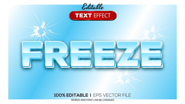 Vector efecto de texto congelado 3d efecto de texto editable