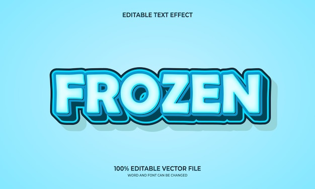 Vector efecto de texto congelado editable y de estilo 3d.