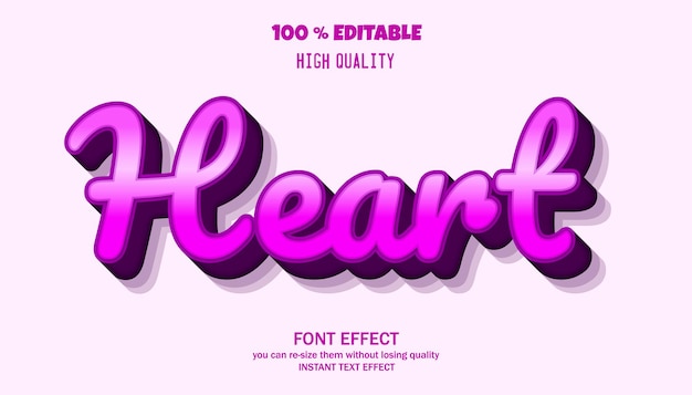 Vector efecto de texto de corazón