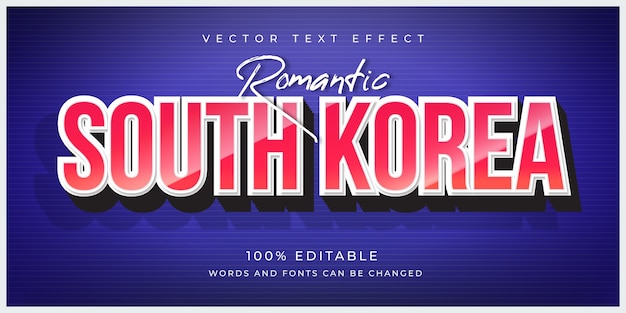 Vector efecto de texto de corea del sur