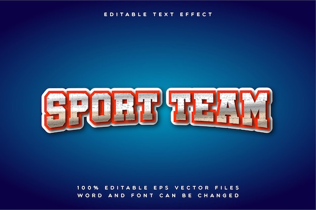 Efecto de texto Creative Sport Team