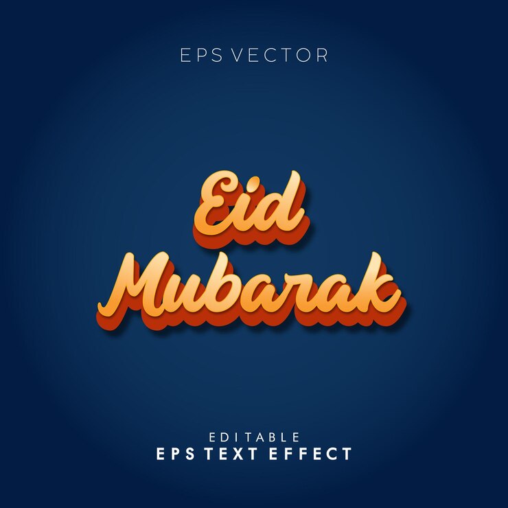 Vector efecto de texto creativo eid mubarak