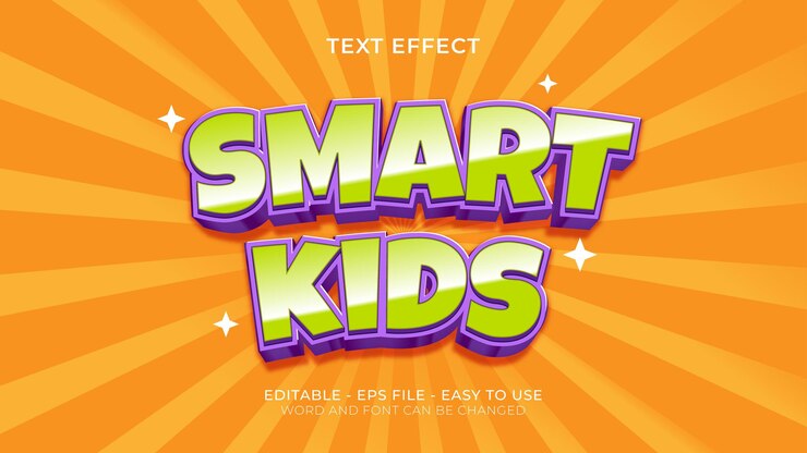 Vector efecto de texto creativo de smart kids