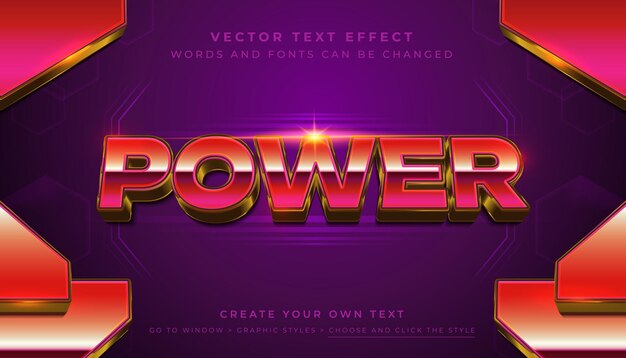 Efecto de texto cromado rojo 3D editable vectorial Tecnología de metal brillante estilo gráfico retro en futurista